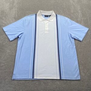 Puritan Mens XL Short Sleeve Polo Shirt Light Blue White Stripe Golf Casual